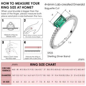 Michooyel S925 4x6mm Lab-created Emerald Engagement Ring Sterling Silver Ring Cubic Zirconia Fine Jewelry For Women