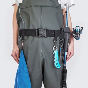 Adjustable Fishing Wading Belt with Rod Holder, Fit Waist up to 55"