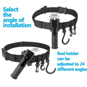 Adjustable Fishing Wading Belt with Rod Holder, Fit Waist up to 55"