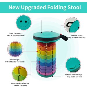 N//C Collapsible Telescoping Camping Stool, Portable Sturdy Fishing Stool Seat Rainbow Color Outdoor Stool