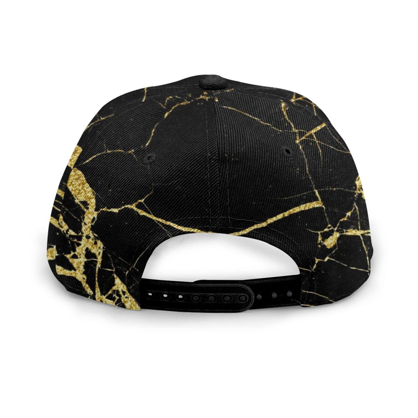 Classic Polo Style Baseball Cap Chic Black and Gold Marble Texture Adjustable Fits Men Women Low Profile Hat Unconstructed Dad Hat