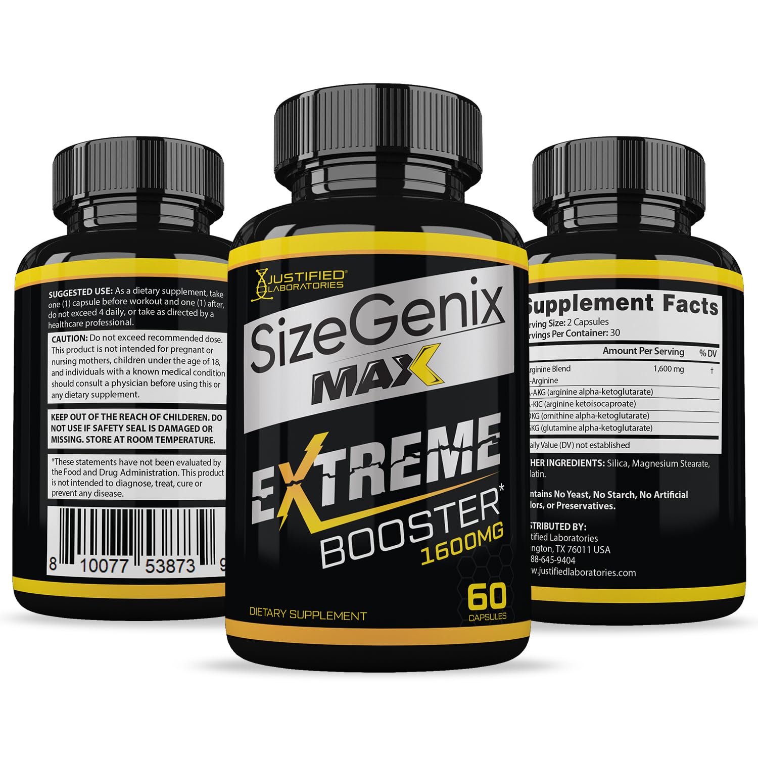 (10 Pack) Sizegenix Max 1600MG Advanced Men's Health Formula 600 Capsules