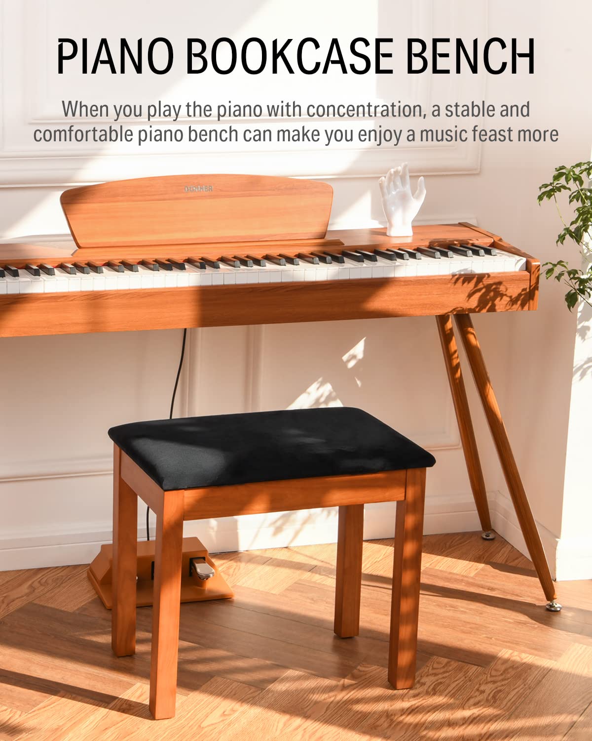 Donner DDP-80 Digital Piano + Wood Finish Color Piano Bench