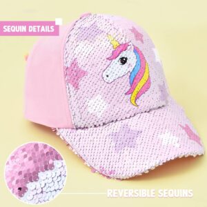 WAWSAM Kids Baseball Hat Unicorn Baseball Cap for Toddler Trucker Hat for Girls Ages 4-8 Adjustable Snapback Cap Pink