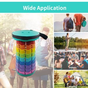 N//C Collapsible Telescoping Camping Stool, Portable Sturdy Fishing Stool Seat Rainbow Color Outdoor Stool