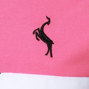 HOOD CREW Man’s Fashion Polo Shirts Short Sleeves Collared T shirt Color Block Sports Golf Polos Pink XL