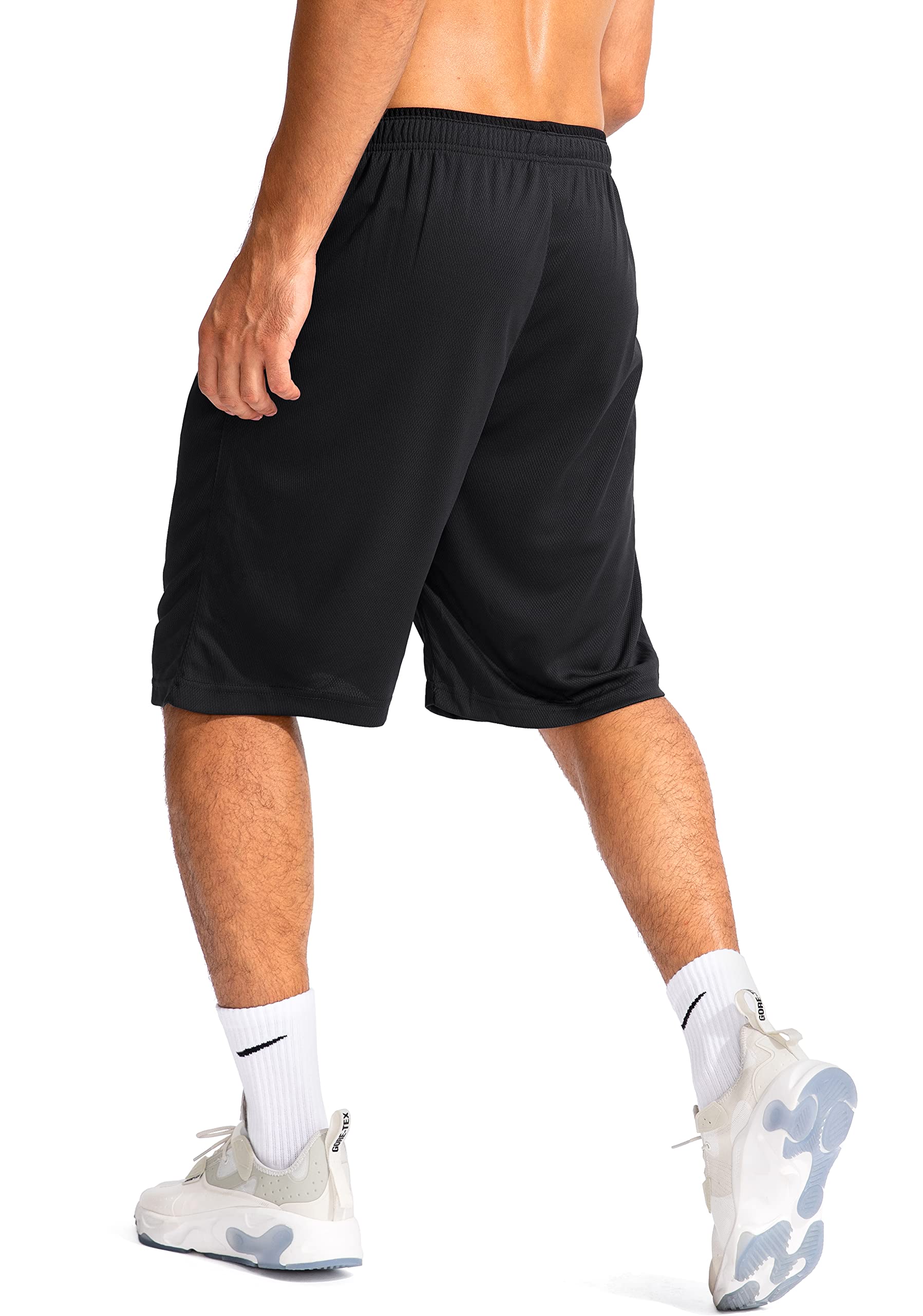 G Gradual Men's Basketball Shorts with Zipper Pockets Lightweight Quick Dry 11" long shorts for men Athletic Gym(Black,XL)