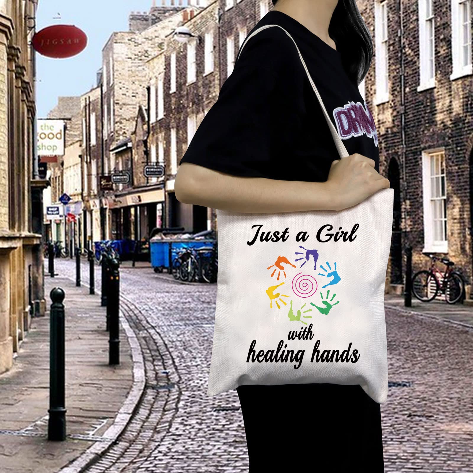 MBMSO Massage Therapist Tote Bag Physical Therapist Bag just a Gxx with Healing Hands Occupational Therapy Thank You Gifts (Massage Therapist tote bag)