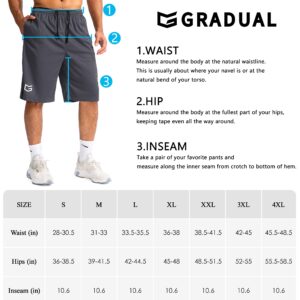 G Gradual Men's Basketball Shorts with Zipper Pockets Lightweight Quick Dry 11" long shorts for men Athletic Gym(Black,XL)