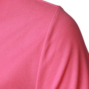 HOOD CREW Man’s Fashion Polo Shirts Short Sleeves Collared T shirt Color Block Sports Golf Polos Pink XL