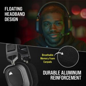 CORSAIR HS80 RGB Wireless Premium Gaming Headset with Spatial Audio - Works with Mac, PC, PS5, PS4 - Carbon (Renewed)