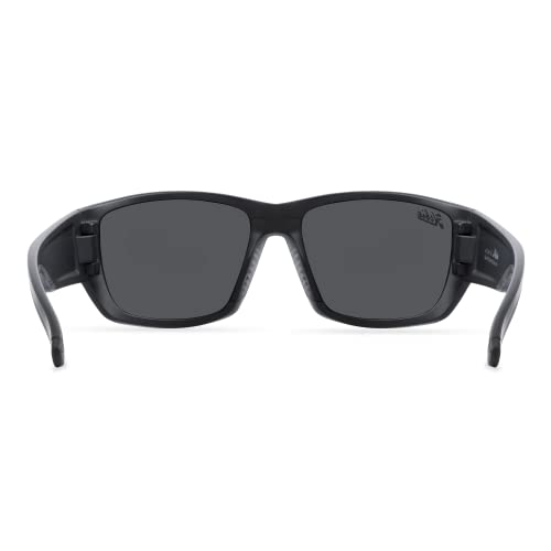 Hobie Bluefin Polarized Rectangular Sunglasses, Satin Black Frame/Grey Lens, OSFA