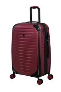 it luggage lineal 28" hardside checked 8 wheel expandable spinner, red