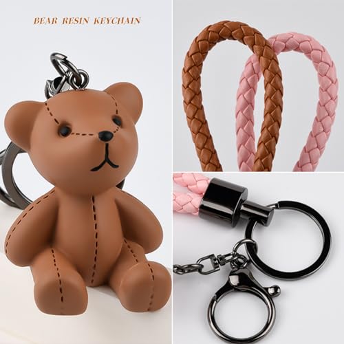 Yaihsuy Bear Resin Keychain Bear Key Ring Bag Charm for Car Keys, Backpack Accessories,Decoration Gift for Women Girls