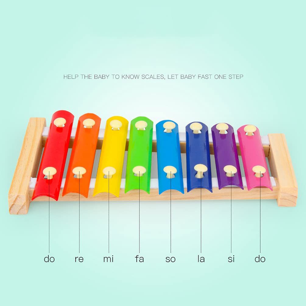 RUITASA Colorful 8 Tones Hand Knock Musical Instrument Xylophone Knock Instruments Toy Baby Instrument Mallet Children Toy Music Enlightenment Gifts for Children