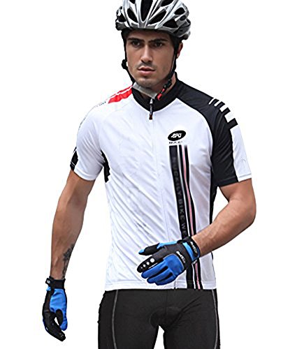 Cycling Padded Shorts Bike Shirts Full Zip Bicycle Clothing with 3 Pockets M