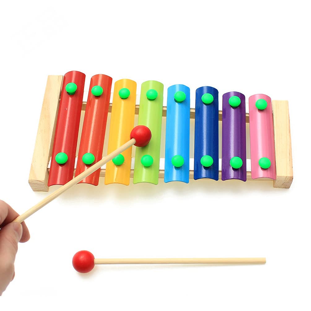 RUITASA Colorful 8 Tones Hand Knock Musical Instrument Xylophone Knock Instruments Toy Baby Instrument Mallet Children Toy Music Enlightenment Gifts for Children