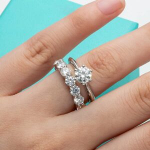 Raivari 3ct Moissanite Engagement Ring Lab Created Diamond 925 Sterling Silver Wedding Promise Ring for Women