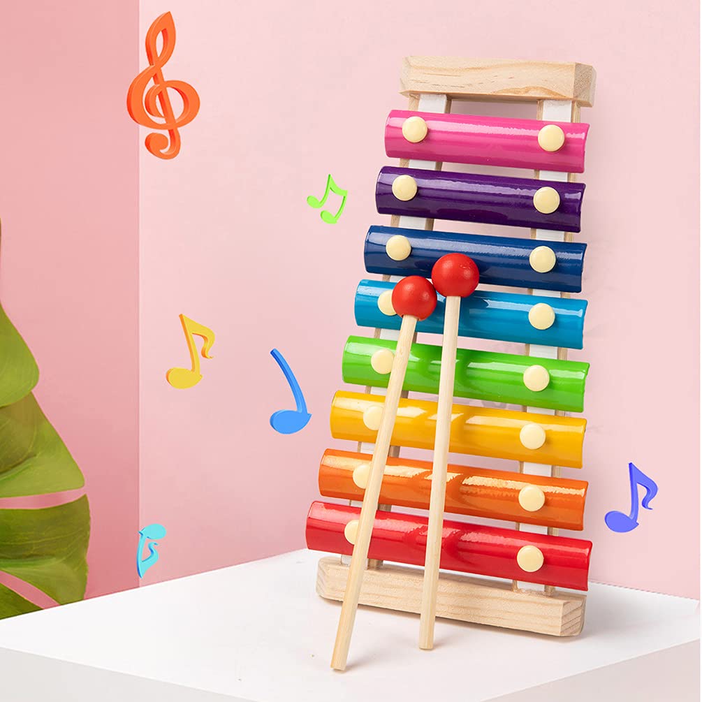 RUITASA Colorful 8 Tones Hand Knock Musical Instrument Xylophone Knock Instruments Toy Baby Instrument Mallet Children Toy Music Enlightenment Gifts for Children