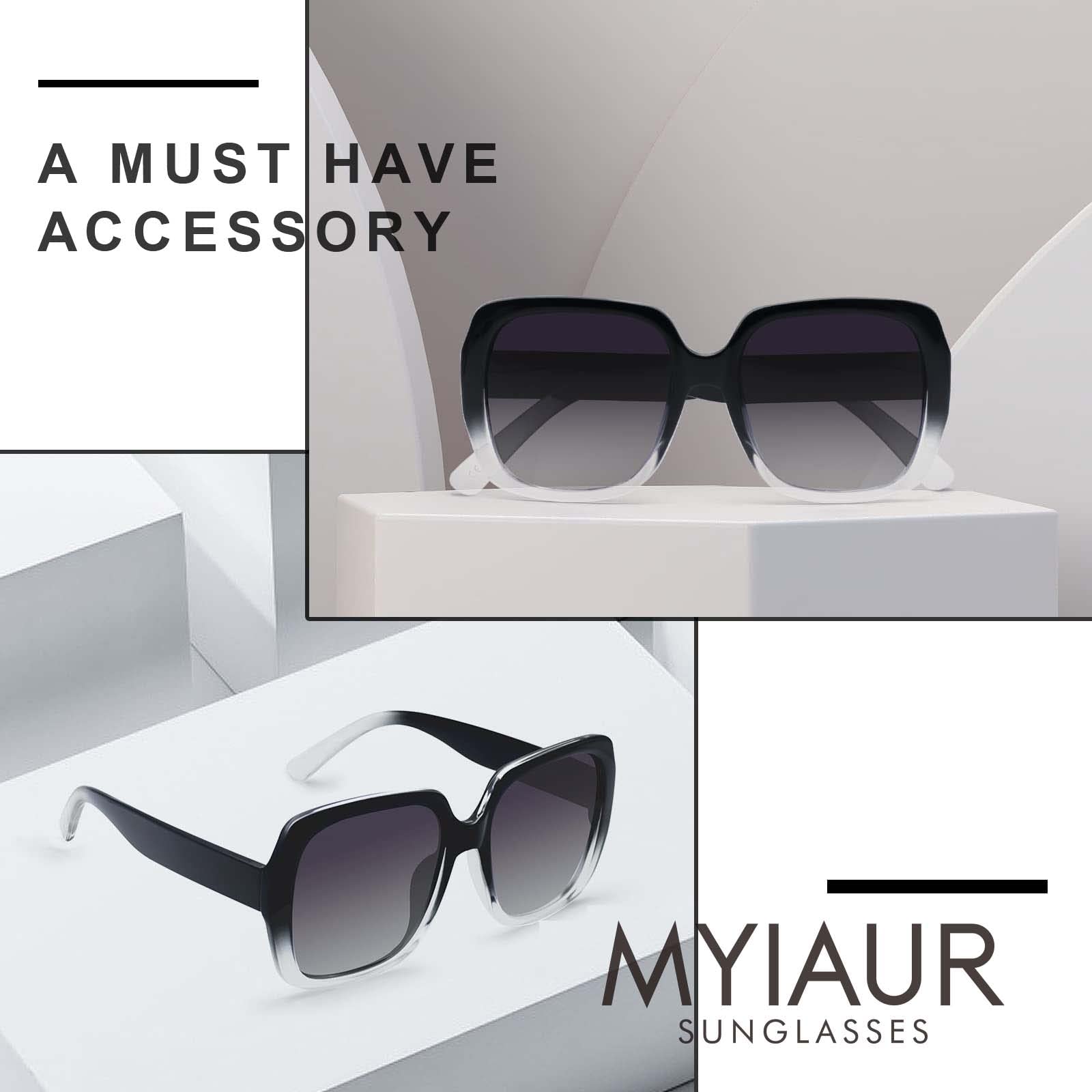 Myiaur Oversized Square Sunglasses for Women Polarized Sunglasses UV Protection for Wide Face for Outdoor Activities