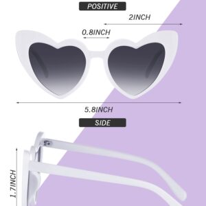 Flutesan 20 Pairs Heart Shaped Sunglasses Vintage Heart Glasses Women Bachelorette Sunglasses for Wedding Party(White with Gray Lenses)