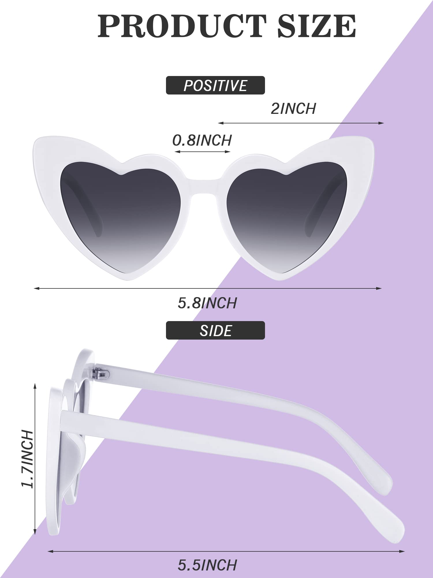 Flutesan 20 Pairs Heart Shaped Sunglasses Vintage Heart Glasses Women Bachelorette Sunglasses for Wedding Party(White with Gray Lenses)