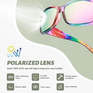 LVIOE Polarized Rhinestone Inspired Designer Sunglasses for Women Trendy Rectangle UV400 Shade LS907