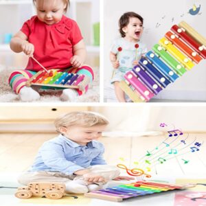 RUITASA Colorful 8 Tones Hand Knock Musical Instrument Xylophone Knock Instruments Toy Baby Instrument Mallet Children Toy Music Enlightenment Gifts for Children