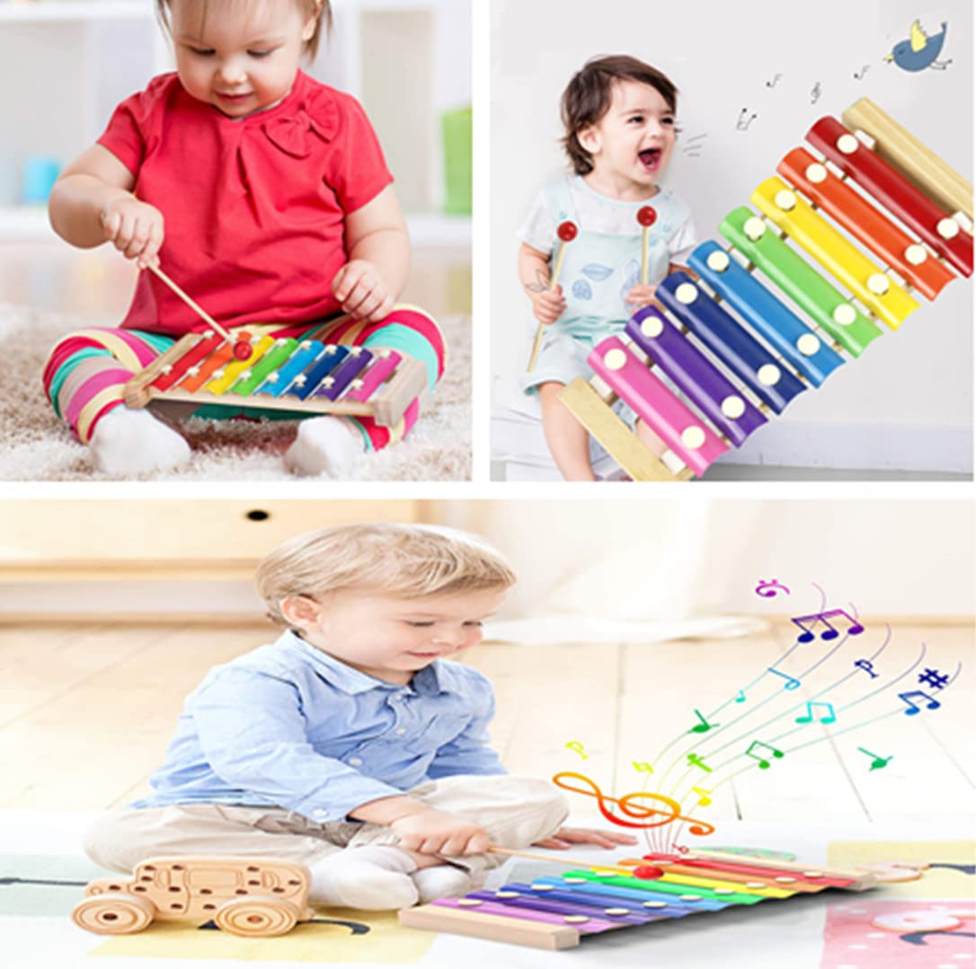 RUITASA Colorful 8 Tones Hand Knock Musical Instrument Xylophone Knock Instruments Toy Baby Instrument Mallet Children Toy Music Enlightenment Gifts for Children