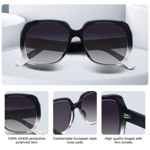 Myiaur Oversized Square Sunglasses for Women Polarized Sunglasses UV Protection for Wide Face for Outdoor Activities