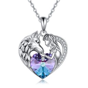 aoboco wolf jewelry gifts sterling silver wolf heart pendant necklace for women