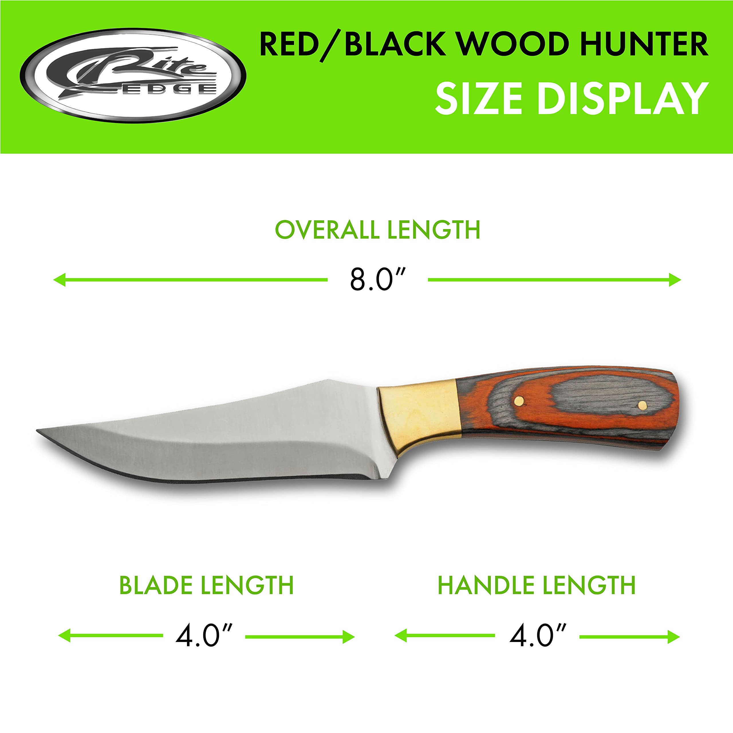 SZCO Supplies 8.5” Red/Black Cardinal Wood Handled Outdoor Hunting Knife With Leather Sheath