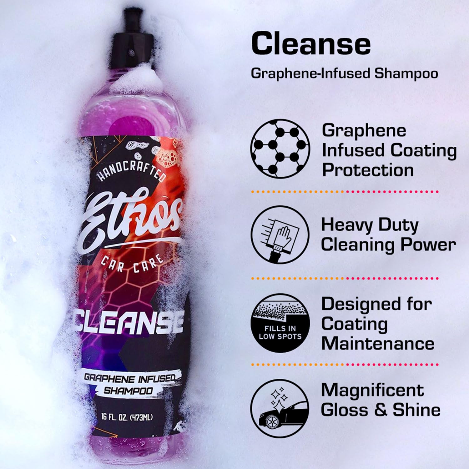 Ethos Cleanse for Car - Graphene Car Shampoo Graphene Ceramic Coating Infused Car Wash Soap (Gallon)