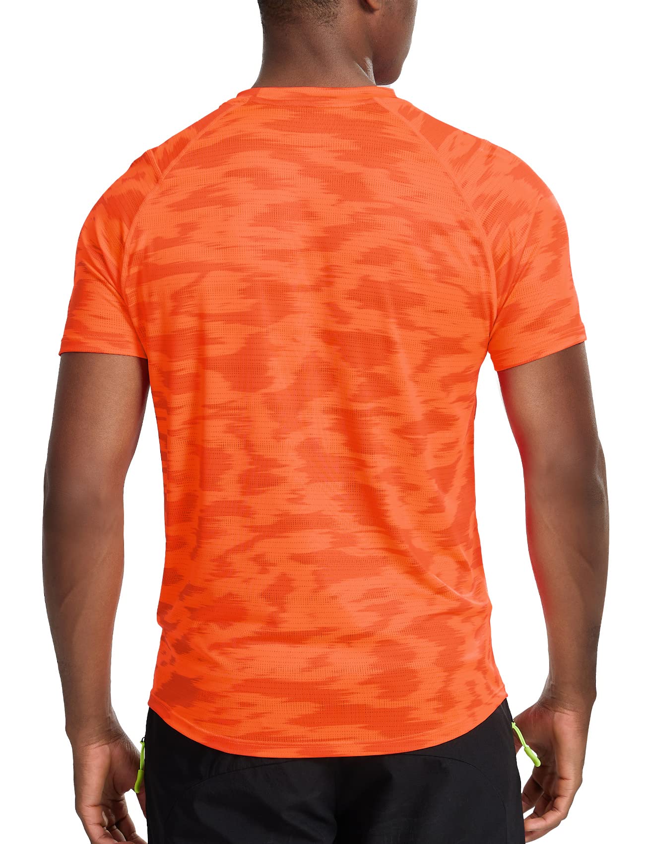 Workout Shirts Men Quick Dry-Short Sleeve Running Gym Shirt Athletic Fit Moisture Wicking Tees(Neon Orange,M)