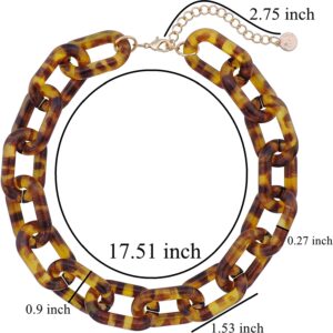 Firstmeet Chunky Acrylic Tortoise Shell Oval Link Chain Choker Necklace for Women(XL-1115-Brown)