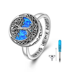 tree of life urn ring for ashes sterling silver celtic knot family tree memorial keepsake jewelry always in my heart cremation ring for women men