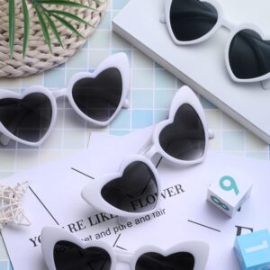 Flutesan 20 Pairs Heart Shaped Sunglasses Vintage Heart Glasses Women Bachelorette Sunglasses for Wedding Party(White with Gray Lenses)