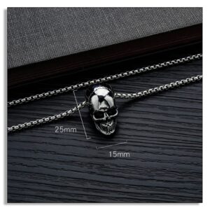 Heavstjer Punk Jewelry Stainless Steel Skull Pendant Cool Necklace(Steel)