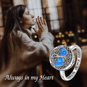 Tree of Life Urn Ring for Ashes Sterling Silver Celtic Knot Family Tree Memorial Keepsake Jewelry Always in My Heart Cremation Ring for Women Men