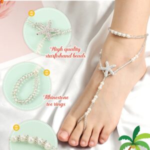 Fumete 12 Pcs Beach Barefoot Sandals Foot Jewelry Anklet Beach Wedding Foot Jewelry Toe Ring Anklet Bracelet Anklet Chain for Women (Classic Style)