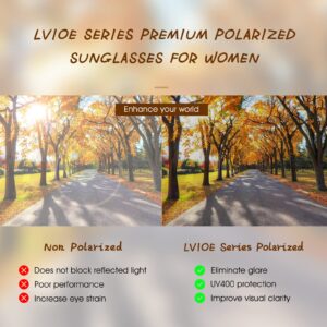 LVIOE Polarized Rhinestone Inspired Designer Sunglasses for Women Trendy Rectangle UV400 Shade LS907