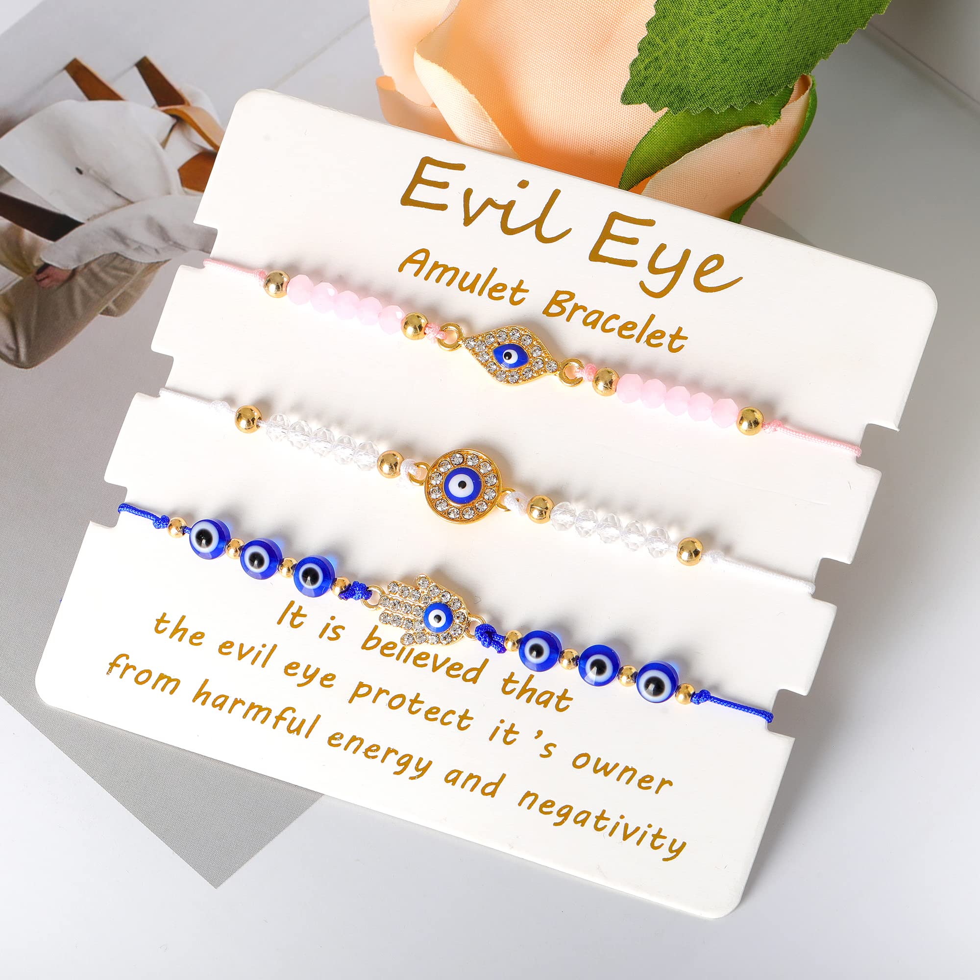 BONITTER Evil Eye Bracelets Best Friend Bracelets Matching Couple Bracelet for Bff Friendship Relationship Boyfriend Girlfriend Valentines Gift