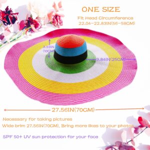 Oversized Beach Hat Women, Summer Vacation Extra Large Wide Brim Packable Floppy Big Sun Straw Hats for Women Foldable, Colorful