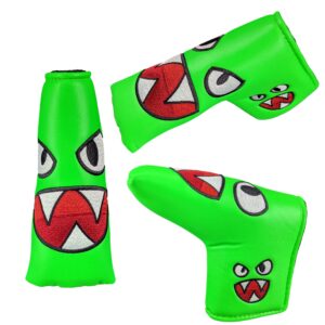 foretra - limited edition green monster golf putter headcover quality pu leather magnetic closure for blade style putters