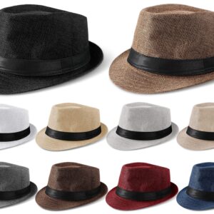 Tarpop 10 Pcs Hats for Men Women with Brim Unisex Newsies Hat Gangster Cap 1920s Party Accessories (Mixed Colors, Simple Style)