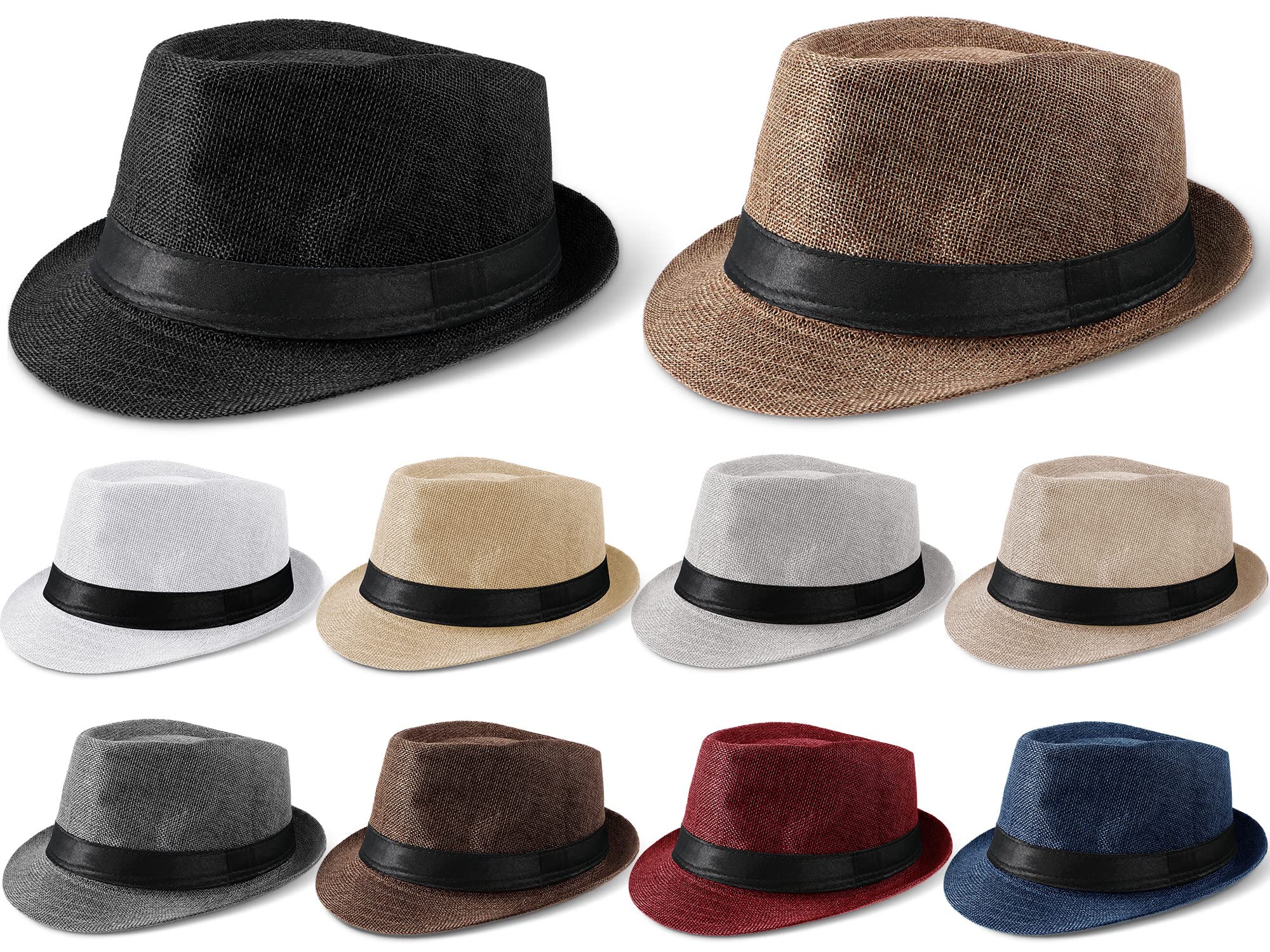 Tarpop 10 Pcs Hats for Men Women with Brim Unisex Newsies Hat Gangster Cap 1920s Party Accessories (Mixed Colors, Simple Style)