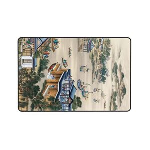 Chinese Landscape Culture Rugs 3D Printed Carpet Decoration Floor Mats Rectangle Non-Slip Area Rug for Bedroom Living Room Bathroom Doormats 72"X48"