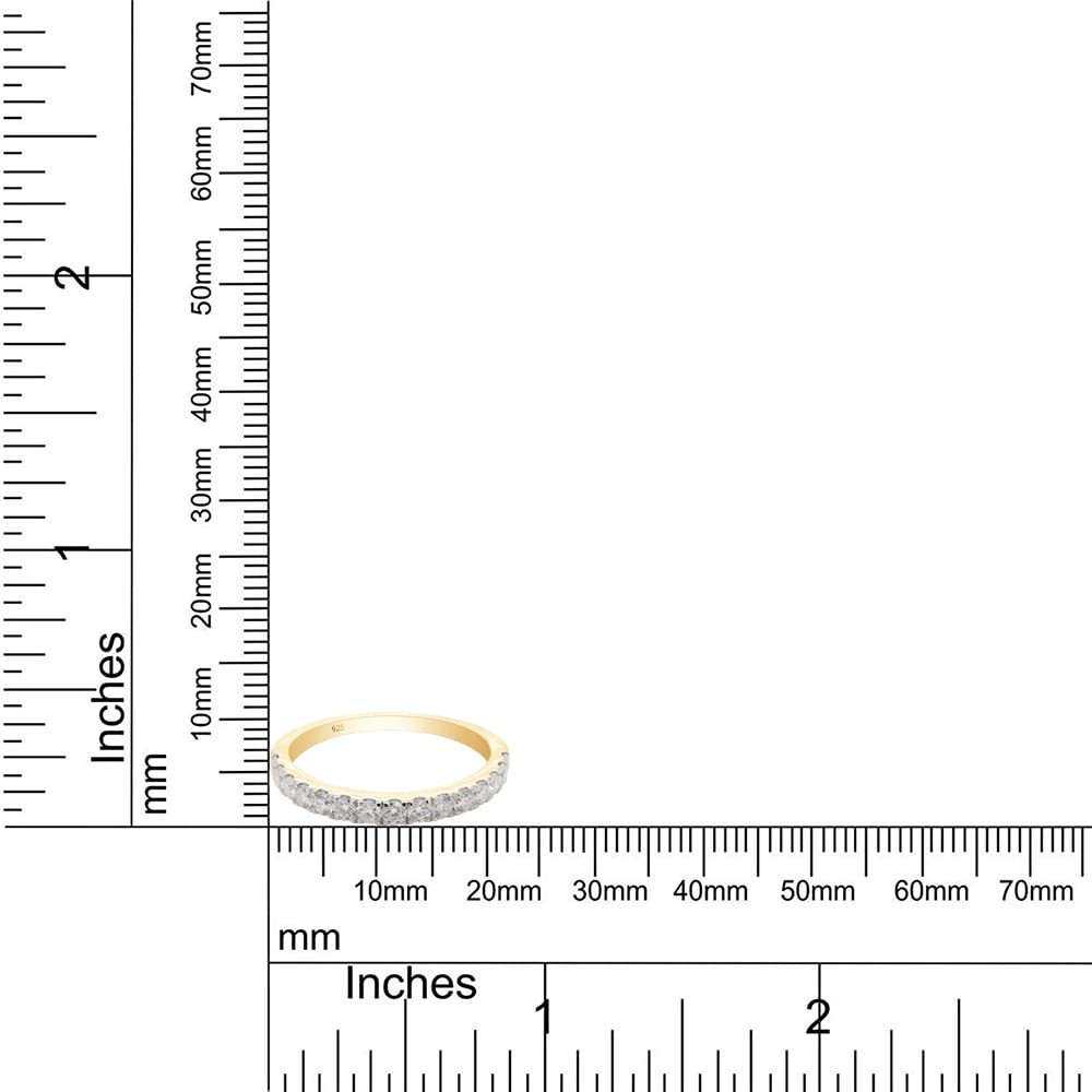 SAVEARTH DIAMONDS 1/2 cttw Round Cut Lab Created Moissanite Diamond Half Eternity Wedding Band Ring In 14K Yellow Gold Over Sterling Silver (VVS1 Clarity, 0.50 Cttw) Ring Size-9