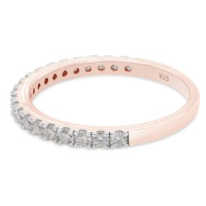 SAVEARTH DIAMONDS 2/5 cttw Round Cut Lab Created Moissanite Diamond Half Eternity Wedding Band Ring In 14K Rose Gold Over Sterling Silver (VVS1 Clarity, 0.40 Cttw) Ring Size-8.5