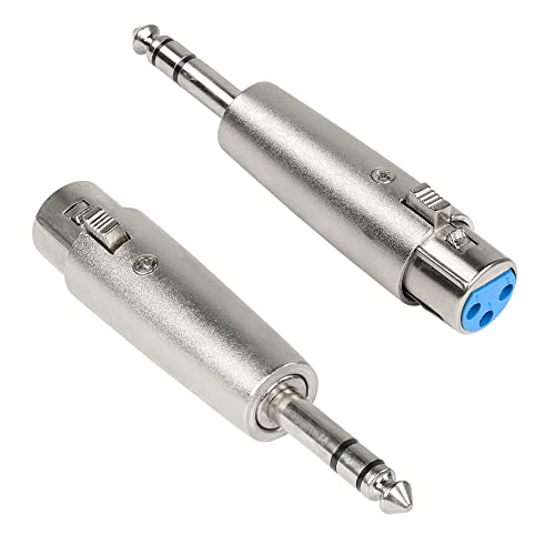 PNGKNYOCN 1/4" to XLR Adapter，6.35mm TRS Male to XLR Female Stereo Balanced Audio Connector for Mixer, Speaker, Microphone and More（2-Pack）